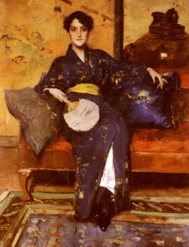 El kimono azul William Merritt Chase Pinturas al óleo